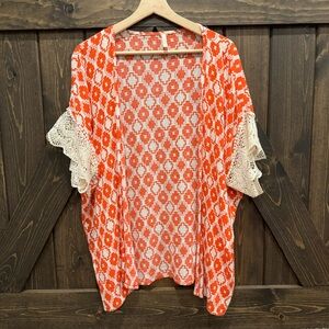 Pink Blush Aztec print and lace kimono